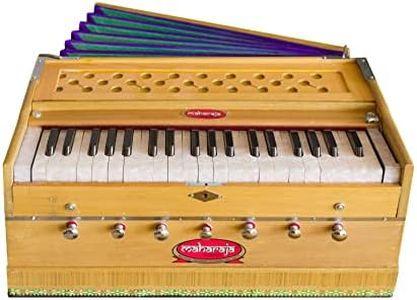 Harmonium, Maharaja Musicals, In USA, 3 1/4 Octave, Double Reed, Coupler, Natural Color, 7 Stops, Standard, Book, Padded Bag, Tuned to A440, Musical Instrument Indian (PDI-126)