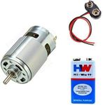 Stookin 12V DC Motor Multipurpose Brushed Motor with 1 Piece 9X HW Battery 6F22 9V Long Life Carbon Zinc Battery and 1Piece Educational Electronic Hobby Kit