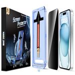 MAGIC JOHN 2 Pack for iPhone 15 6.1 inch Privacy Glass Screen Protector, Auto Dust-Elimination Installation, Bubble Free, Easy Installation Anti-Scratch