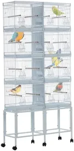 Lot-4 Breeding Bird Cage, Parrot Cage, Stackable Center Divided Breeder,Seperate Removable Tray, Removable Divider, Lockable Caster, for Birds and Finch