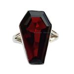 Natural Red Garnet Gemstone Solid 925 Sterling Silver Women Men Coffin Ring, Beautiful Handcrafted Engagement Gifts For Her Him