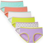 INNERSY Girls Underwear Stretch Cotton Teen Knickers Comfortable Dots Briefs Multipack 6 (L-UK 14 Girls, Multicolor with Contrast Piping)