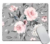 Amcove Spring Flowers and Leaves Mousepad Roses Mousepad Gray Pink Roses Mousepad Flowers Office Supplies Mousepad Floral Mouse mat