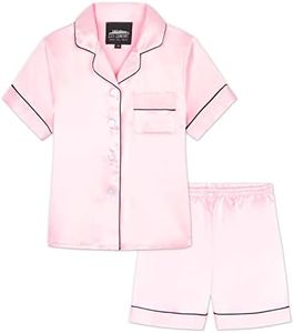 CityComfort Pijama Niña Verano, Conjunto Pijama de Satén Niña, Pijama Corto 2 Piezas, Camiseta con Botones, 7-16 años (Rosa, 11-12 Años)