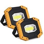 T-SUN 30W Rechargeable Portable Work Light, LED Floodlights with USB, Spotlight Waterproof Outdoor for Car Repairing, Fishing, Camping, Emergency Security Lights, 3 Modes (Battery Included) 2-Pack