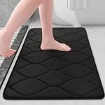 Colorxy Memory Foam Bath Mats, Soft & Non-Slip Bathroom Rugs, Water Absorbent Bath Rugs and Machine Washable Bath Carpet Rug for Shower Bathroom Floor Rugs, 24" x 16", Black