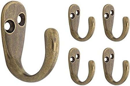 Franklin Brass FBSPRH5-AB-C Single Prong Robe Hook in Antique Brass, (5-Pack)