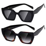 kimorn Sunglasses for Women Men Trendy Retro Trendy Sun Glasses 90’s Vintage Y2K Oversize Square Frame Shades Sunnies K1354 (Black+Black-tortoiseshell Frame Gradient Grey Lens)