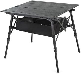 ARROWHEAD OUTDOOR 39" Aluminum Folding Camp Roll Up Table w/Adjustable Height, Undertable Mesh Storage, Carry Bag