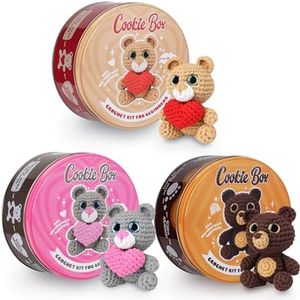 Cookie Box Crochet Kits for Beginners - Bear Bruno, Bear Ted, Bear Charlie - Bundle
