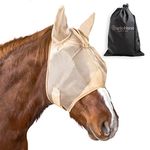 Charlie Horse Fly Mask | Durable Pro-Fit with UV Protection | Signature Mask - Oatmeal (Oatmeal, Cob/Small Horse)