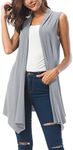 Urban CoCo Women's Sleeveless Draped Open Front Cardigan Vest Asymmetric Hem (S, Light Grey)