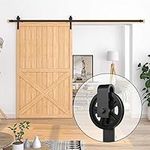 ROOMTEC Sliding Barn Door Hardware Roller Set Black (J Shape Hanger)