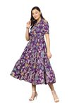 Stylum Women's Tropical Printed Rayon Tiered Dress (DRSVOILSOMIL40_Violet, L)