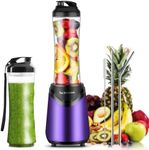 La Reveuse Smoothie Blender Personal Size 300 Watts with 2 Pieces 18 oz BPA Free Travel Sports Bottles,Purple
