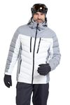 Mountain Warehouse Vulcan Mens Padded Ski Jacket - Snowproof & Breathable Coat with Padded Insulation, Detachable Hood & Snowskirt - For Winter Skiing & Winter Sports White XL