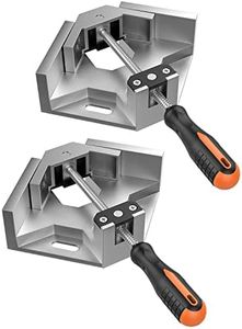 Housolution Right Angle Clamp, [2 Pack] Single Handle 90° Aluminum Alloy Corner Clamp, Right Angle Clip Clamp Tool Woodworking Photo Frame Vise Holder with Adjustable Swing Jaw - Silver Gray