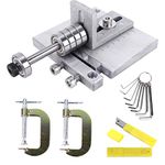 HighFree Professional Leather Strap Cutter, Aluminium Leather Strip Cutting Tool, 60mm Leather Belt Cutting Machine with 2 G-Clamps, 10 Blades, and 8 Wrenches