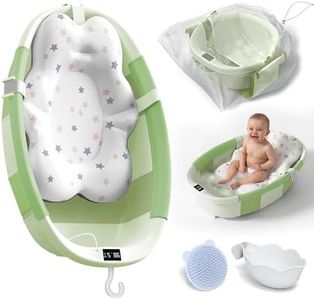 Collapsible Baby Bathtub - Large Baby Bath Tub with Thermometer | Bath Essential Bañera para Bebe Easy Fold Baby Tub | Travel Infant Newborn Toddler Bathtub for Baby Girl Boy 0 to 36 Months(Green)