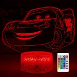 3D Cars Night Light for Kids - 3 Patterns & 16 Color Change Decor Lamp with Timer, Remote Control & Touch - Baby Cars Toys for Boys, Girls- Birthday & Christmas Gifts for Kids and Car Fans