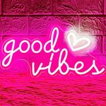 HOHOSIGN Good Vibes Neon Sign Neon Light Sign Pink neon Signs Neon Wall Light Neon Lights for Bedroom Good Vibes Neon Lights LED Sign Personalised Neon Light Signs for Girls Bedroom Wall Game Room Bar