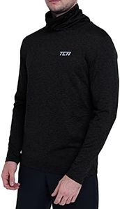 TCA Men’s Warm-Up Funnel Neck Thermal Running Top - Black Stealth, Medium