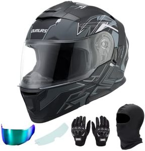 OUMURS Modular Motorcycle Helmets Full Face Flip up Street Bike Motorcycle Helmet for Unisex Adult Matte Gray - XL