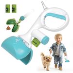 iPetba Kid-Friendly Dog Pooper Scoopers with Bag 2 Rolls Attached < 3 in 1> One Button Portable Mini Poop Scooper for Dogs Lightweight Waste Picker Upper for Lawns Grass Dirt Gravel