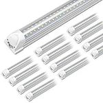 Kihung (12-Pack) 8ft LED Shop Light Fixture, 75W, 9750lm, 6000K, T8 Shop LED Tube, Linkable LED Shop Lights 8 Foot for Garage, Warehouse, V Shape, 8’ LED Strip, Clear Lens, Hardwired Installation