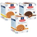 Dutch Stroopwafel 3 Flavour Variety Bundle - Contains Daelmans Caramel (230g x 1) Honey (230g x 1) & Chocolate (224g x 1)