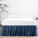 Linenweaves Bed Skirt Twin XL Size 21 Inch Drop | Solid Pattern Microfiber Easyfit | Tailored Wrinkle Fade Resistance Soft Fabric Stylish Design Bed Frame Legs Cover- (Navy Blue, 39 * 80 in)