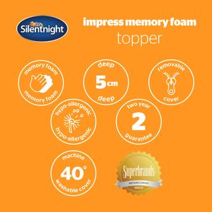 Silentnight Double Memory Foam Mattress Topper – Pressure Relief