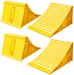 LEIDGG 4Pack Wheel Chocks for RV Trailer Non Slip Heavy Duty Yellow Camper Wheel Chocks with Handle for Easy Removal Polypropylene Wheel Stoppers for Cars Campers Trucks Rvs