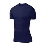 PowerLayer Men's Compression Base Layer Top Short Sleeve Thermal Under Shirt - Navy, X Large