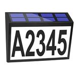House Numbers Address Sign,Bawoo Solar Powered Address Plaque Solar Address Sign House Number Sign LED Illuminated Outdoor,Address Number Waterproof Lighted Up for Home Yard Street,28x18.3x3.2cm