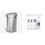 simplehuman 45 Liter Sensor Trash Can + Custom Fit Liners Bundle