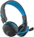 JLab JBuddies Play Gaming Wireless Kids Headset, Blue, 22+ Hour Bluetooth 5 Playtime 60ms Super-Low Latency for Mobile Gameplay, Retractable Boom Mic, AUX Cord Compatible w/Gaming Consoles