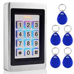 Toncont Door Access Control System, Stand Alone Password Door Keypad + 5PCS RFID Keychains, Support 2000 Users, Wiegand 26 PIN Code RFID Keypad, IP68 Waterproof, Backlight, Zinc Alloy Metal Case