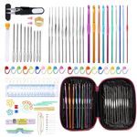 Tecokart® Crochet Hooks Kit, 9 Pieces Set Blue Woolen Crochet Needle with Soft Grip Handles Hooks, Knitting Supplies for Beginners, DIY Weave Yarn Craft Tool Set for Knitting Sweaters, Socks and Hats