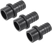 sourcing map PVC Pipe Fitting 25mm Barbed x 32mm OD Spigot Straight Tube Adapter Hose Quick Connector, Black Pack of 3