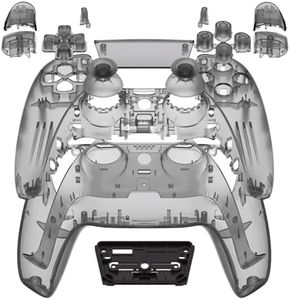 eXtremeRate Full Set Shell with Buttons Touchpad Cover, Clear Black Custom Replacement Decorative Trim Shell Front Back Plates Compatible with p s 5 Controller BDM-010 020 - Without Controller