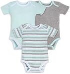 Burt's Bees Baby Boys Bodysuits, 3-pack Long & Short-sleeve One-pieces, 100% Organic Cotton Layette Set, Green Multi Short Sleeve, 3-6 Months US