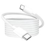 iPhone 15 USB C Charger Cable, Fast Charge Type C to Type C Charging Nylon Braided Cord Wire for Apple15/15 Plus/15 Pro Max, Ipad Pro, MacBook, Samsung S24 ultra/S23 Ultra/S22/S23 Fe 5G, White-Grey