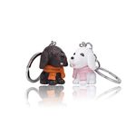 RainSound PVC Dog Cute Animal Keychain (Pack of 2 White)