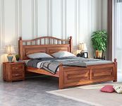 MURARAKA ART Wooden King Size Cot Without Storage - Solid Wood King Bed - Cot Akka Bed - Stylish Bedroom Furniture (King, Madisona,Honey Finish)