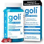 Goli Zero Sugar Ashwagandha Gummies with KSM-66, L-Theanine, Maca and Vitamin D - No Sugar Alcohols - Vegan, Keto-Friendly, Non-GMO