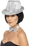 Smiffys Unisex Sequin Hat, One Size, Silver, 44380