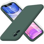 DorisMax Designed for iPhone 11 Case with Screen Protector - Upgraded Camera Lens Protector - Soft Full Coverage Liquid Silicone Cover - Scratch-Proof Protective Phone Case 6.1 inch - Dark Green