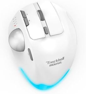 TKMARS Souris Trackball Ergonomique sans Fil, Souris Bluetooth/USB RGB 4800DPI, 8 Boutons, Angle Ajustable,Mouse pour PC/Mac/Windows Connexion 3 Appareils, Rechargeable Blanc