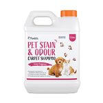 Pawbits Pet Stain and Odour Carpet Shampoo 1L Super Concentrated - Lemon Scented Carpet and Upholstery Cleaner with Odour Neutraliser - Removes Cat Dog or Puppy Urine/Waste Smells, Cruelty Free